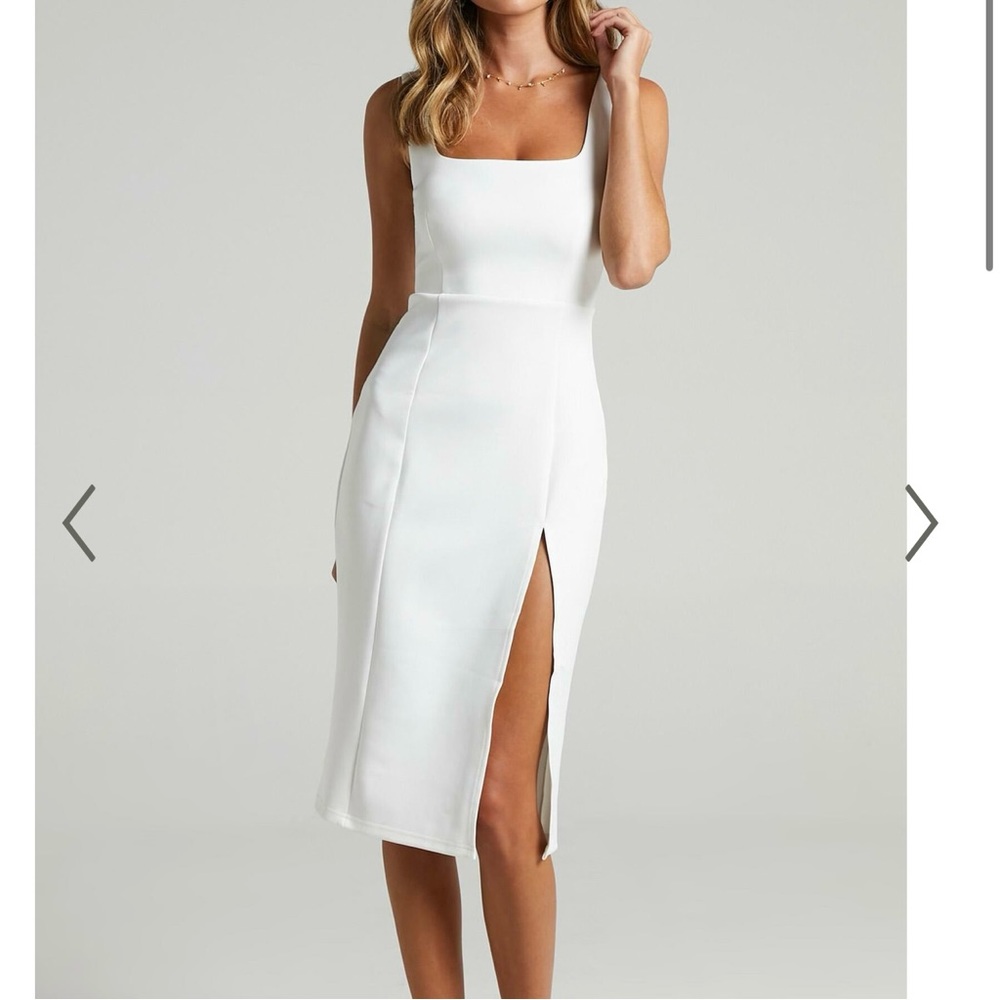Showpo White mini love Midi Dress with Slit